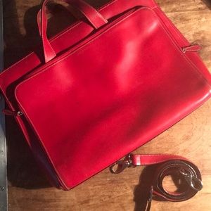 Lodis Red Leather Briefcase/Laptop Bag
